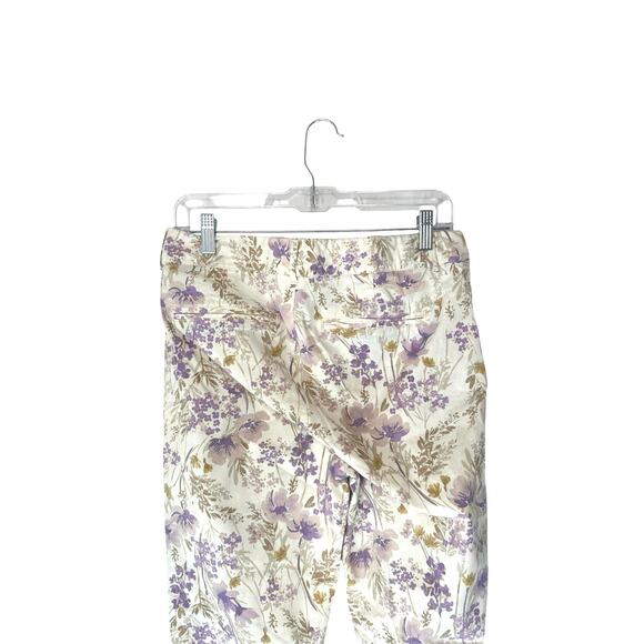 Old Navy Purple Floral Office Work Straight Leg Pixie Dress Pants Size 4 Tall - Picture 9 of 13